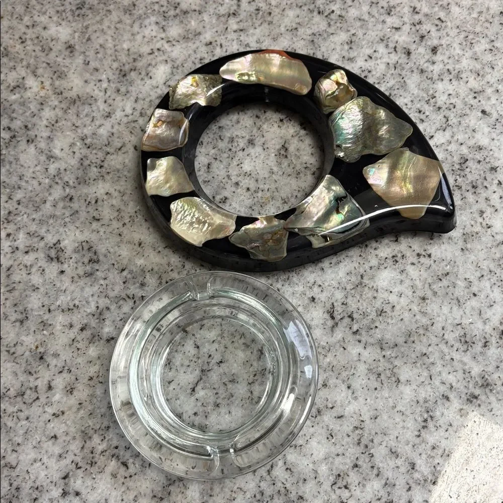 Vintage Lucite/Acrylic Abalone Ashtray 1960s Mid-Century Modern